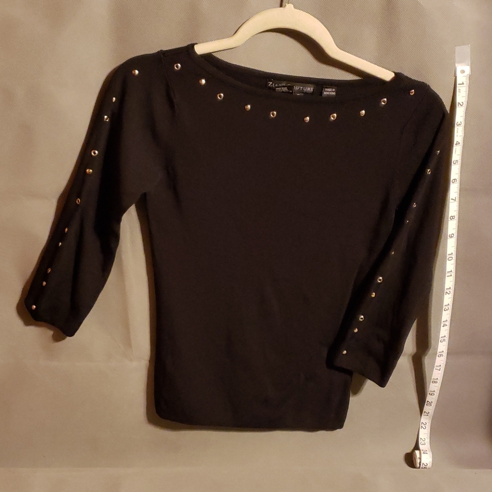 Ziani Couture Blk 3/4 Sleeve Blouse Small